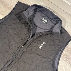 Straight Down Men's Quilted Full Zip Vest Logo Golf Lightweight Black Size L EUC